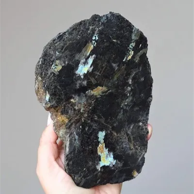 Nuummite polished plate 842g, Greenland, unique rare collection piece