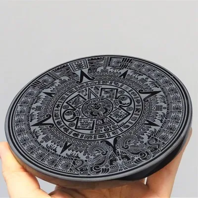 Obsidian Spiegel Aztekischer Kalender - 20cm, Mexiko
