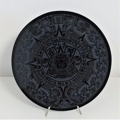 Obsidian Spiegel Aztekischer Kalender - 20cm, Mexiko