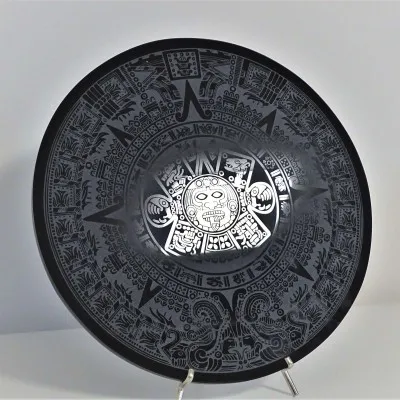 Obsidian Mirror Aztec Calendar - 20cm, Mexico