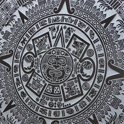 Obsidian mirror Aztec calendar - 18cm, Mexico
