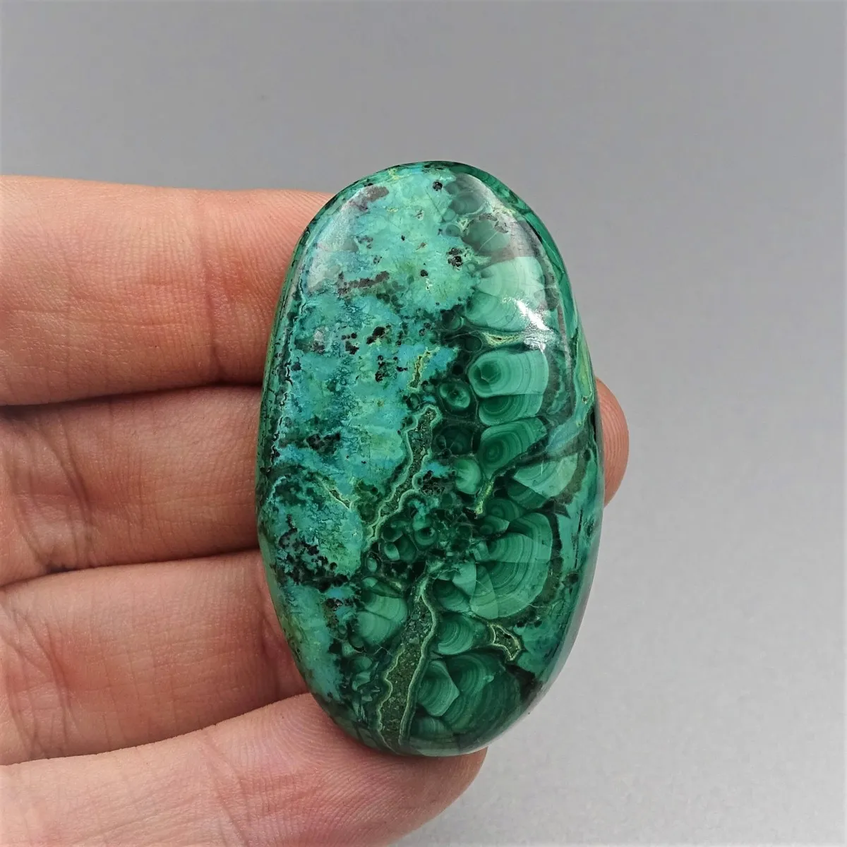 Malachit/Chryzokol kabošon 16g, Kongo