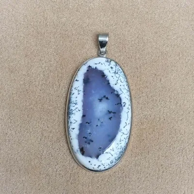 Dendritic opal (merlinite) pendant 22.7g, Madagascar