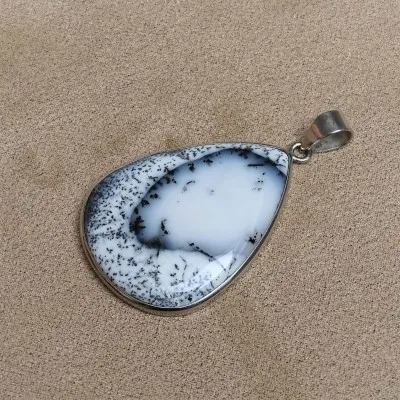 Dendritic opal (merlinite) pendant 15.9g, Madagascar