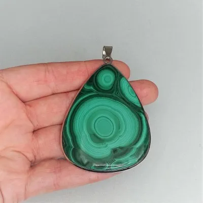 Malachite pendant in silver 41.5g, Congo