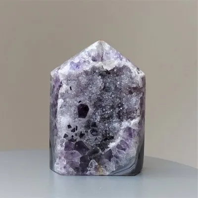 Amethyst with agate natural druse polished 553g, Brazil
