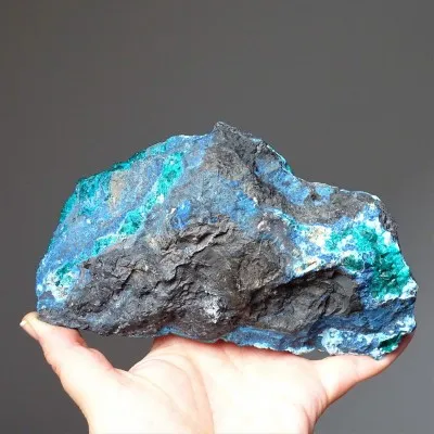 Dioptas natural crystals in rock 1526g, Congo