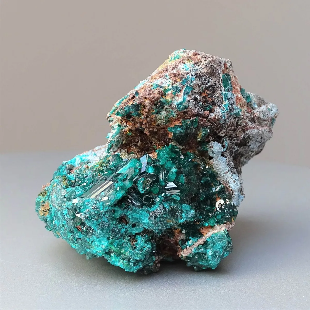 Dioptas natural crystals in rock 207g, Congo