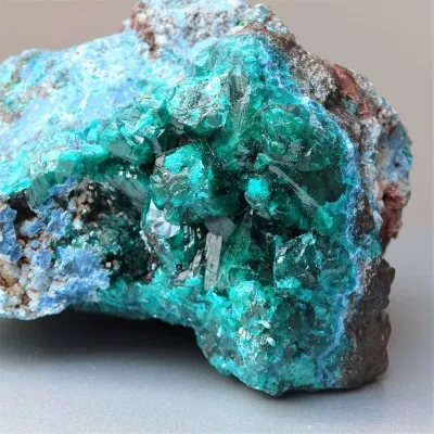 Dioptas natural crystals in rock 413g, Congo