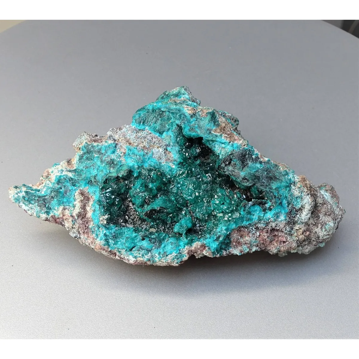 Dioptas natural crystals in rock 266g, Congo