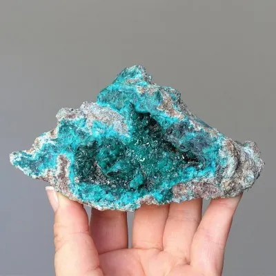 Dioptas natural crystals in rock 266g, Congo