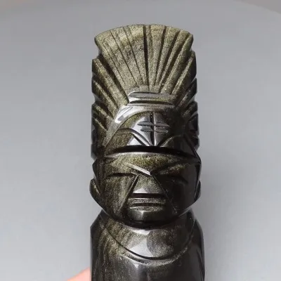 Golden obsidian, Aztec totem 124g, Mexico