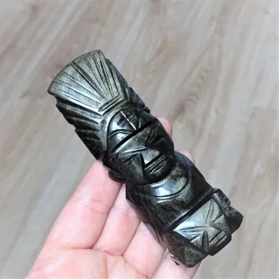 Obsidián zlatý, Aztécký totem 124g, Mexiko