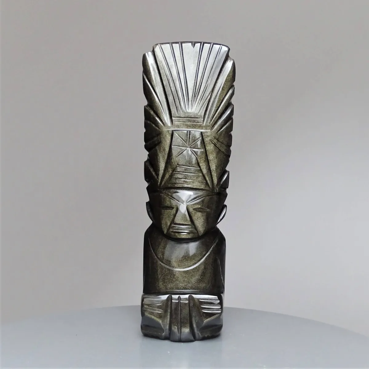 Obsidián zlatý, Aztécký totem 272g, Mexiko