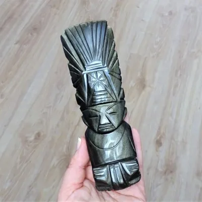 Obsidián zlatý, Aztécký totem 272g, Mexiko