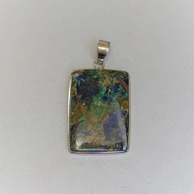 Azurit mit Malachit-Anhänger in Silber 15,1g, Kongo