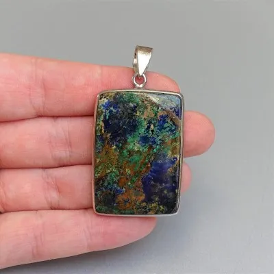 Azurit mit Malachit-Anhänger in Silber 15,1g, Kongo
