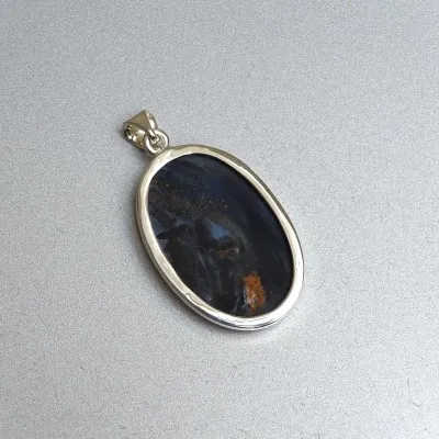 Pietersit natural mineral pendant in silver 10.2g, Namibia
