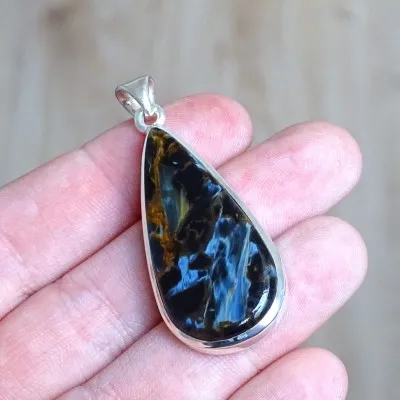 Pietersit natürlicher Mineralanhänger in Silber 10,4g, Namibia