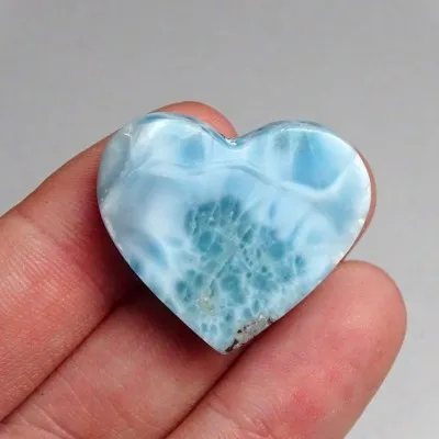 Larimar heart cabochon top quality 11.7g, Dominican Republic