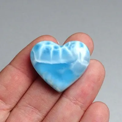 Larimar heart cabochon top quality 11.7g, Dominican Republic