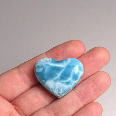 Larimar srdce kabošon top kvalita 13,3g, Dominikánská republika