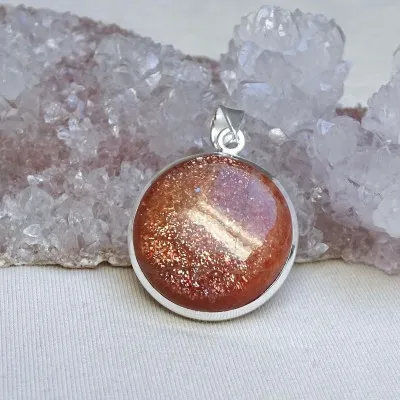 Sunstone pendant in silver 13.1g, top quality, India