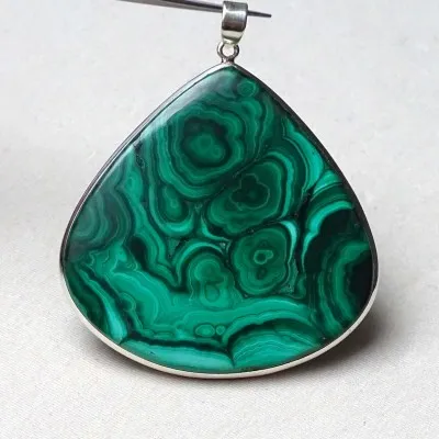 Malachite pendant in silver 67,3g, Congo