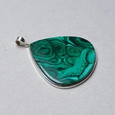 Malachite pendant in silver 67,3g, Congo