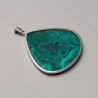 Malachit-Anhänger in Silber 67,3g, Kongo