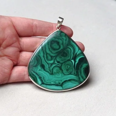 Malachite pendant in silver 67,3g, Congo