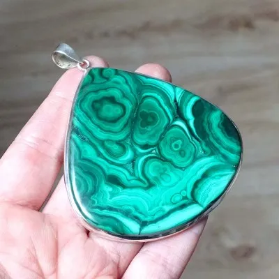 Malachite pendant in silver 67,3g, Congo
