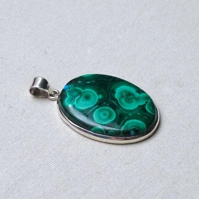 Malachite pendant in silver 18,9g, Congo