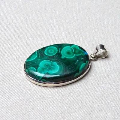 Malachite pendant in silver 18,9g, Congo