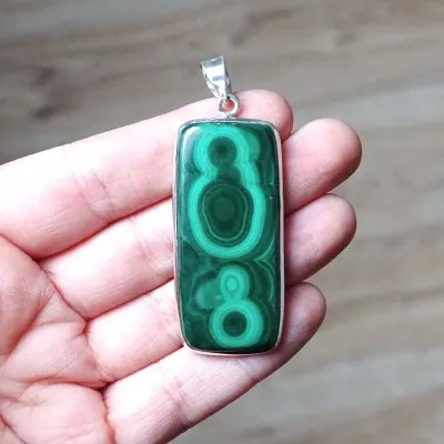 Malachite pendant in silver 18,1g, Congo