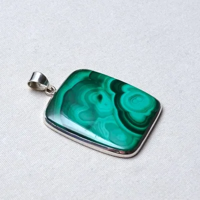 Malachit-Anhänger in Silber 28,8g, Kongo