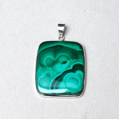 Malachite pendant in silver 28.8g, Congo