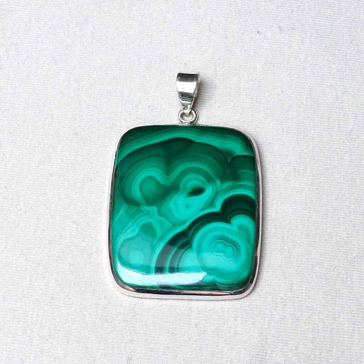 Malachite pendant in silver 28.8g, Congo