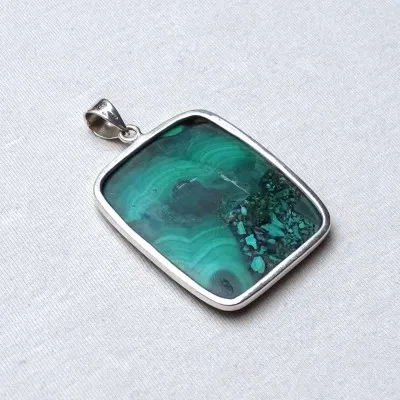 Malachit-Anhänger in Silber 28,8g, Kongo