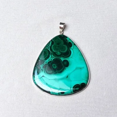 Malachite pendant in silver 53.9g, Congo