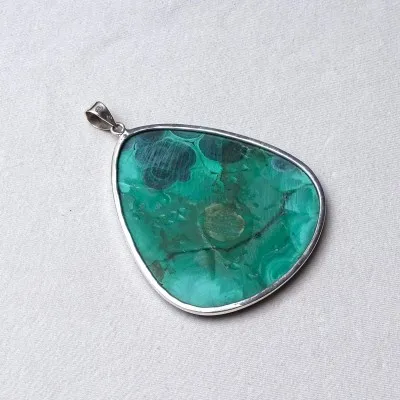 Malachite pendant in silver 53.9g, Congo