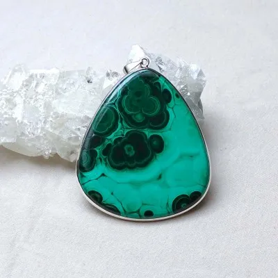 Malachite pendant in silver 53.9g, Congo