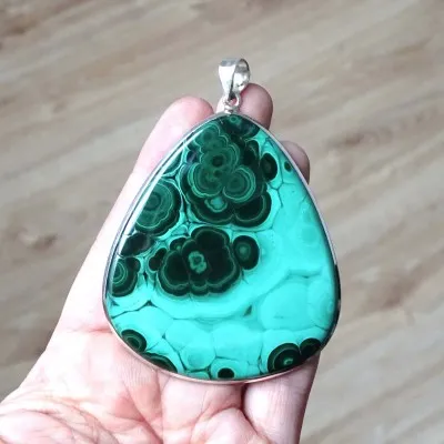 Malachit-Anhänger in Silber 53,9g, Kongo