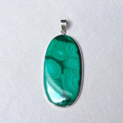 Malachite pendant in silver 34.6g, Congo