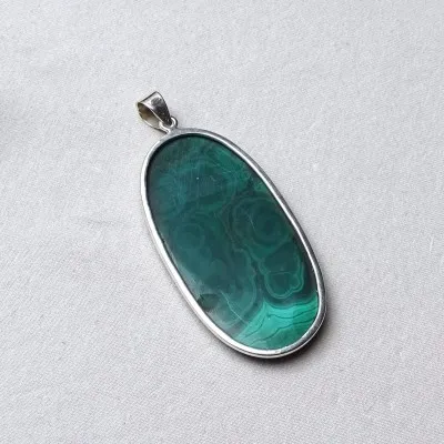 Malachit-Anhänger in Silber 34,6g, Kongo