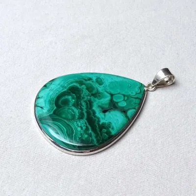 Malachite pendant in silver 31.1g, Congo