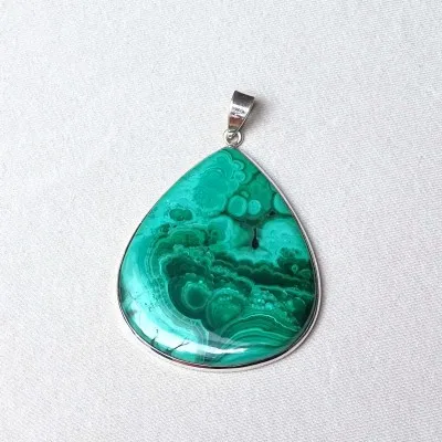 Malachite pendant in silver 31.1g, Congo
