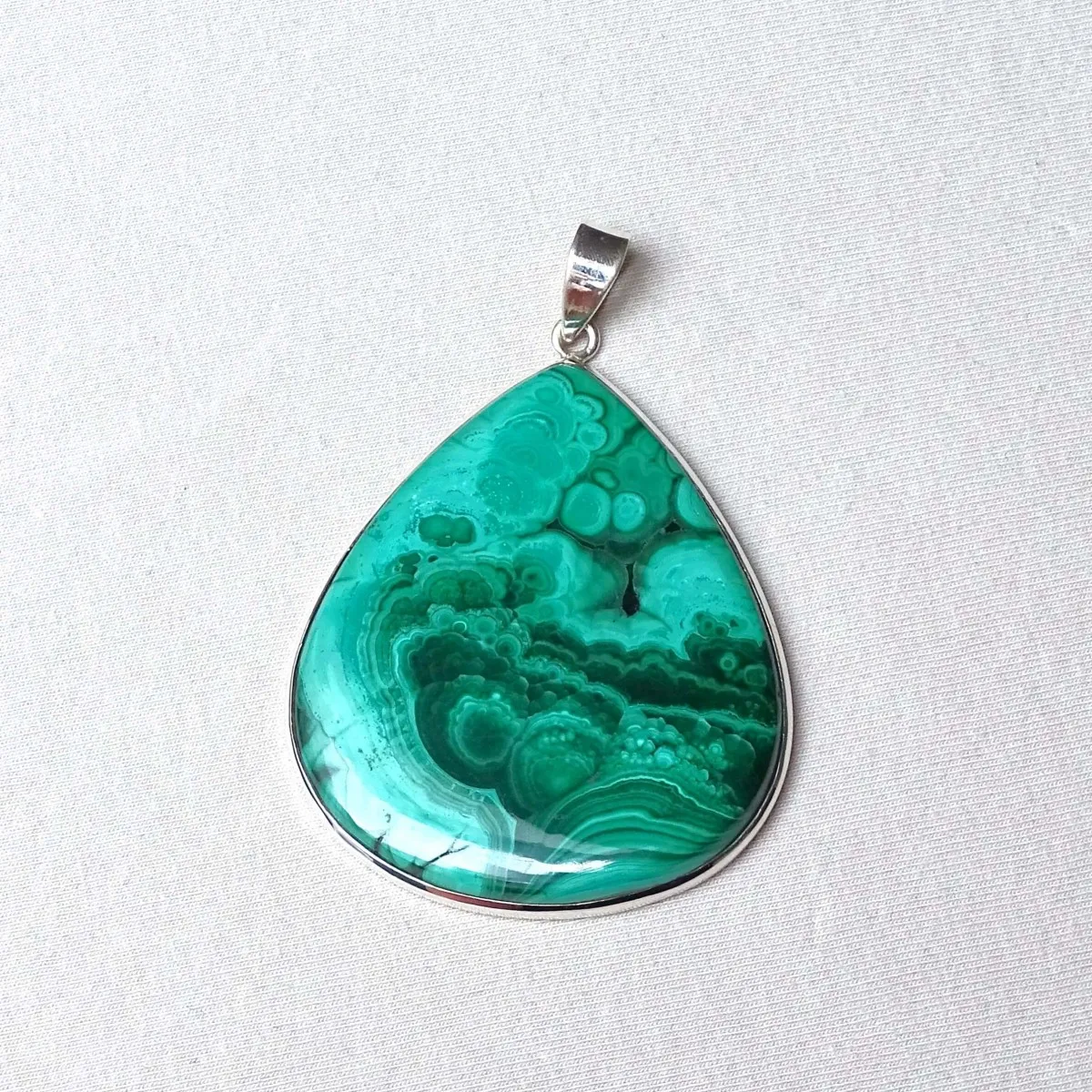 Malachite pendant in silver 31.1g, Congo