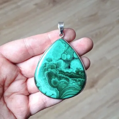 Malachite pendant in silver 31.1g, Congo