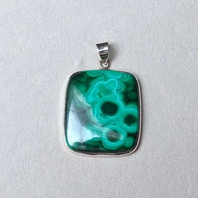 Malachite pendant in silver 20.8g, Congo